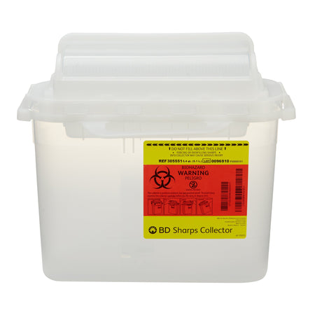 BD 305551 Sharps Container, 5.4 Quart, 12 x 12 x 4-4/5 Inch