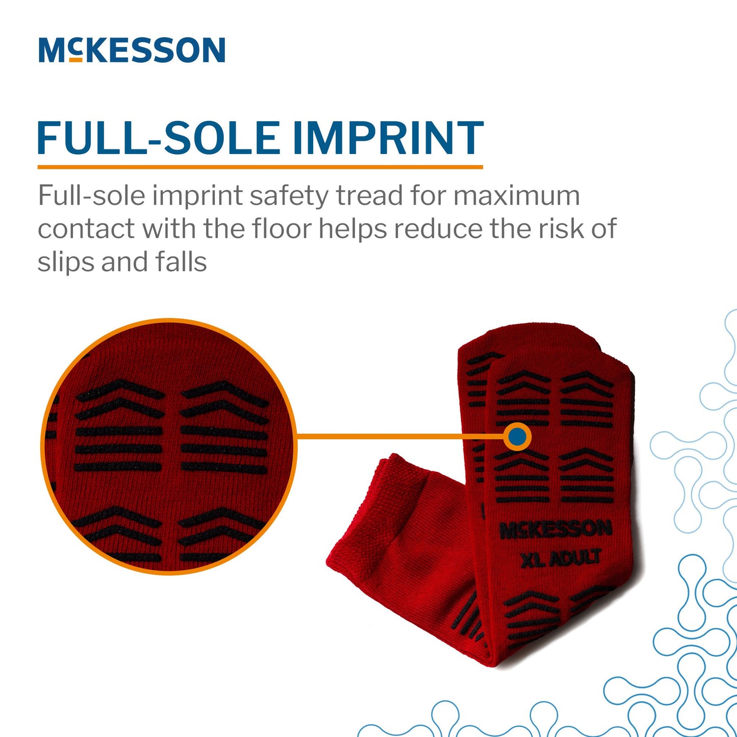 Slipper Socks McKesson Unisex Adult X-Large Double Tread Single Patient Use Red