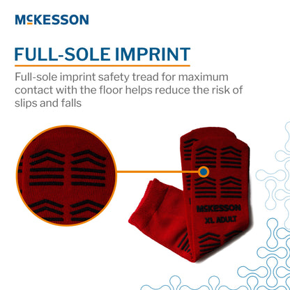 Slipper Socks McKesson Unisex Adult X-Large Double Tread Single Patient Use Red