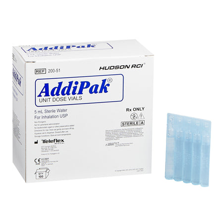 Medline HUD20051 Addipak Sterile Water Respiratory Therapy Solution, 5 mL Unit Dose Vial