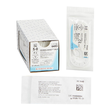 Ethicon 476632 Perma-Hand Silk Nonabsorbable Suture with Needle, Size 5-0