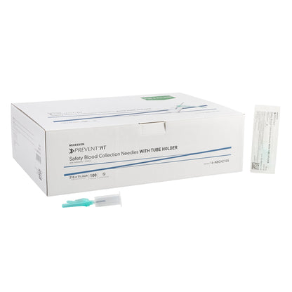 McKesson Prevent® HT Blood Collection Needle with Holder 21 Gauge 1-1/4 Inch Needle Length Safety Needle Without Tubing Sterile