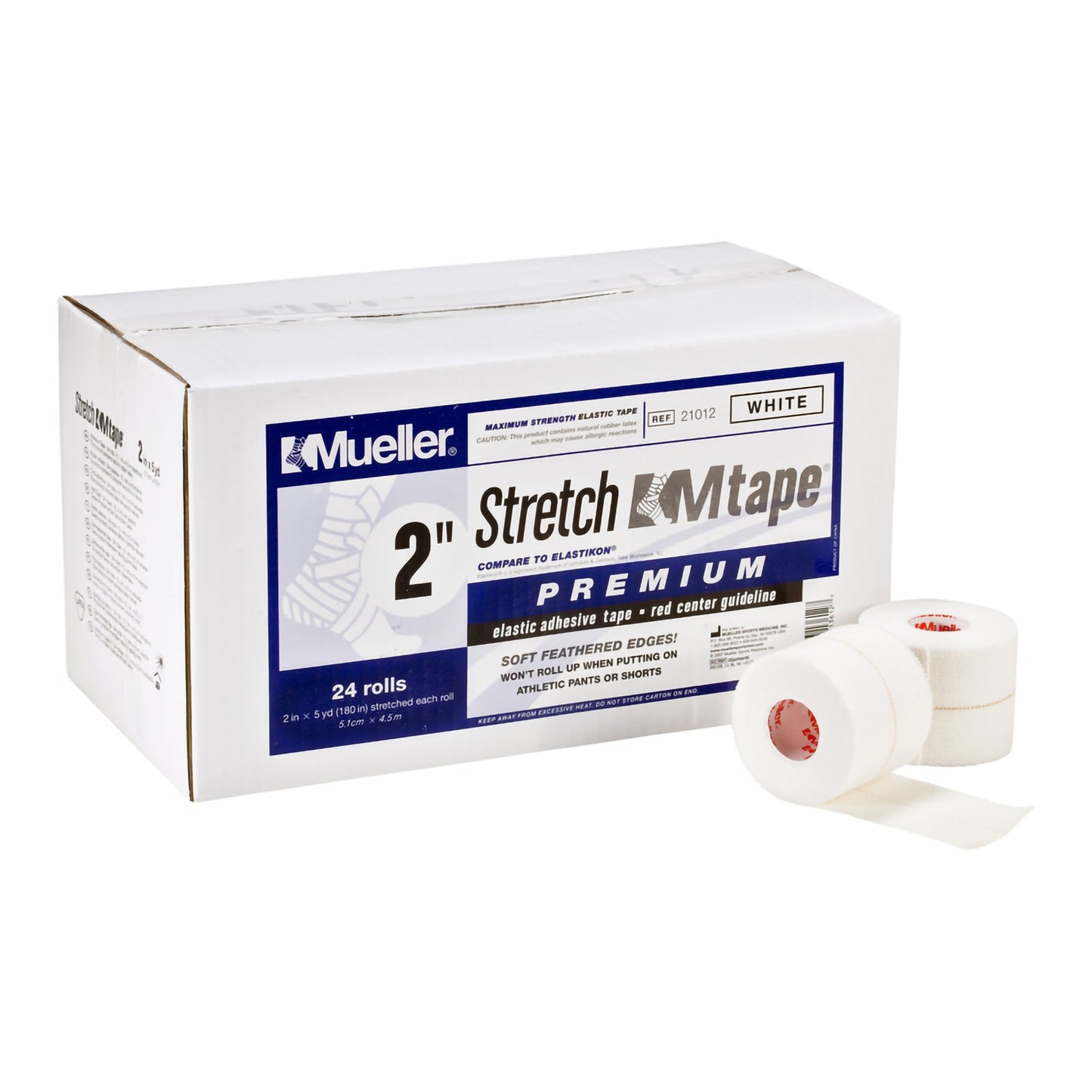 Athletic Tape Mueller® Stretch MTape Premium White 2 Inch X 5 Yard Elastic Adhesive NonSterile