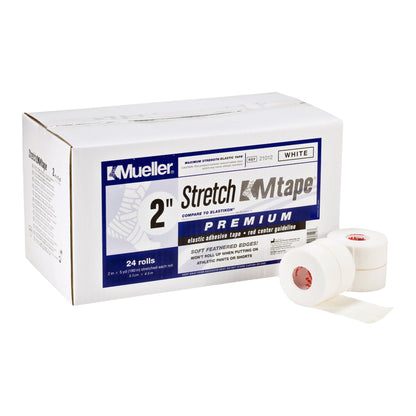 Athletic Tape Mueller® Stretch MTape Premium White 2 Inch X 5 Yard Elastic Adhesive NonSterile