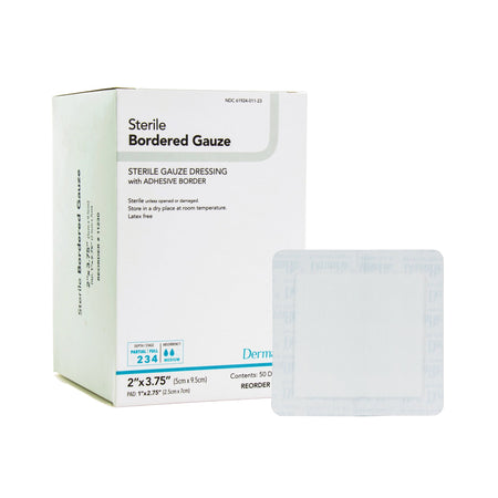 DermaRite 11230 Gauze Adhesive Dressing, White, Sterile, 2 x 3¾ inch
