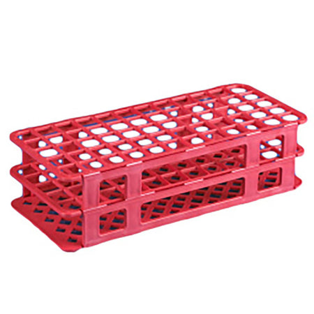 Globe Scientific 456510 456500 Series Test Tube Rack, 16/17mm, 60-Place, Red