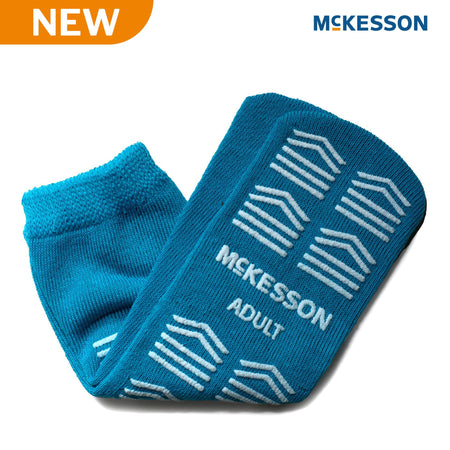 McKesson 16-A-3828 Slipper Socks Unisex Adult Large Double Tread Single Patient Use Teal