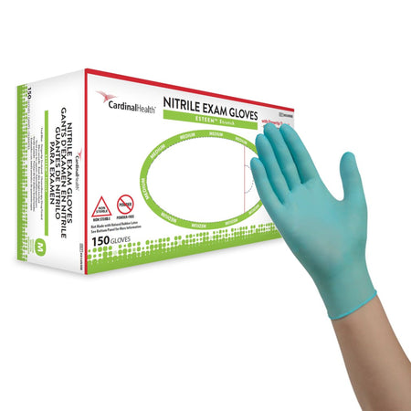Cardinal 8856NMB Esteem Stretch Nitrile Exam Glove, Medium, Teal