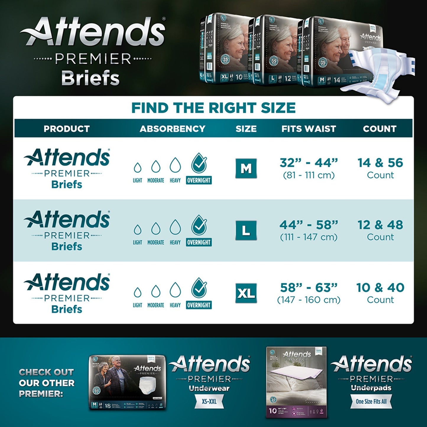 Attends® Premier Briefs, Extra Large