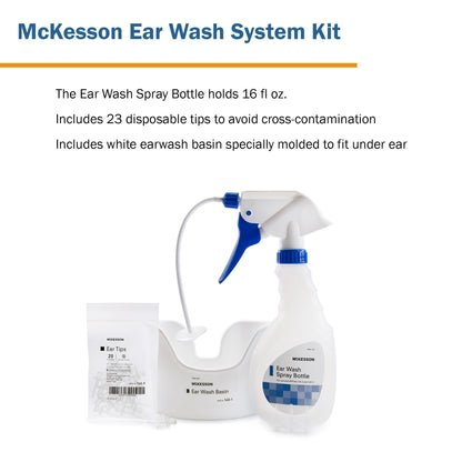 McKesson Ear Wash System Kit Spray Bottle with Flexible Tube and 23 Ear Tips