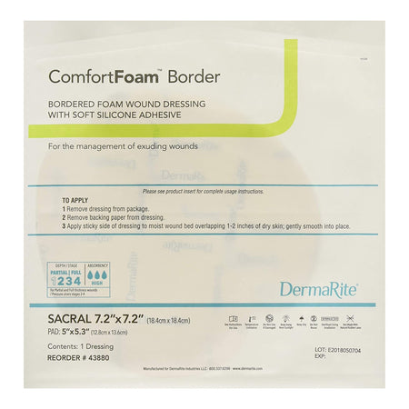DermaRite 43880 ComfortFoam Border Foam Wound Dressing w/ Adhesive