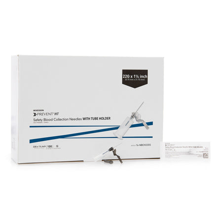 McKesson 16-NBCH22GS Prevent HT Blood Collection Needle with Holder 22 Gauge 1-1/4 Inch Length Safety