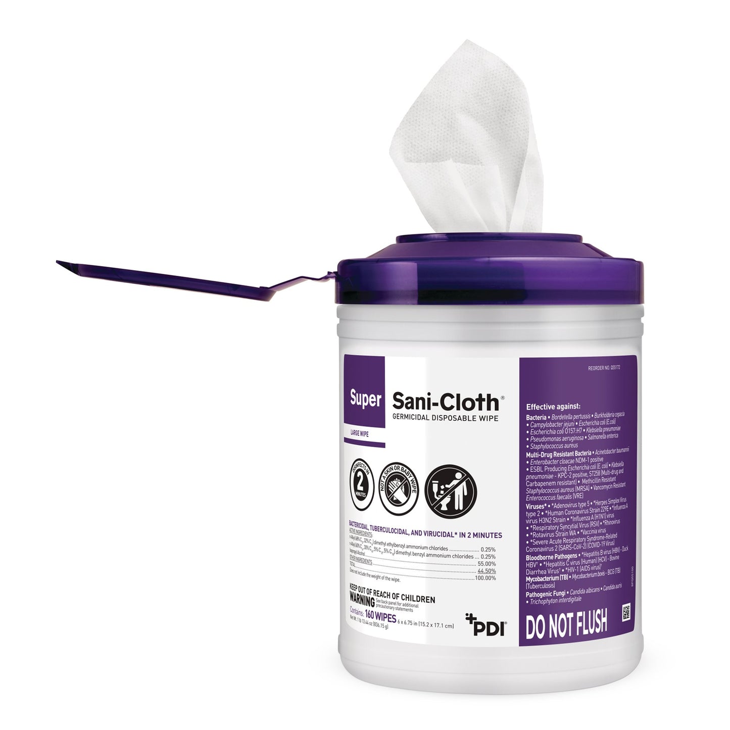 Super Sani-Cloth Large Germicidal Disinfectant Wipes, 160 Count - Q55172 by Professional Disposables Inc product image -.