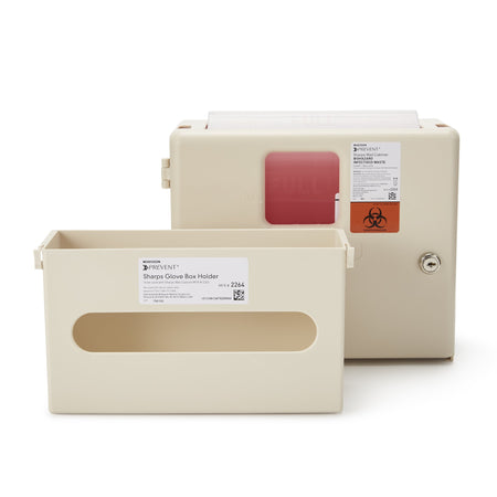 McKesson 2265 Prevent Sharps Wall Cabinet with Glove Box, 12¼ x 4¾ x 15 Inch