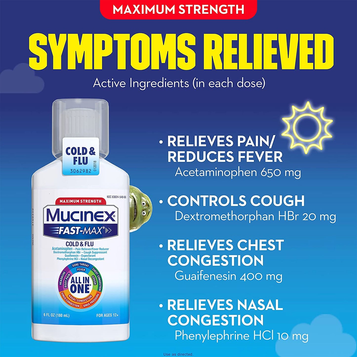 Mucinex® Fast-Max™ Cold & Flu Cold and Cough Relief, 6-ounce Bottle