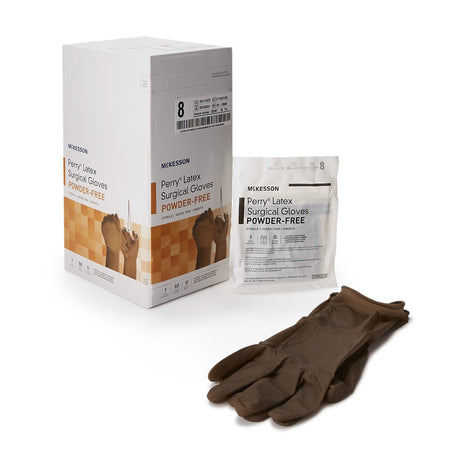 McKesson 20-1380N Perry Latex Surgical Glove, Size 8, Brown