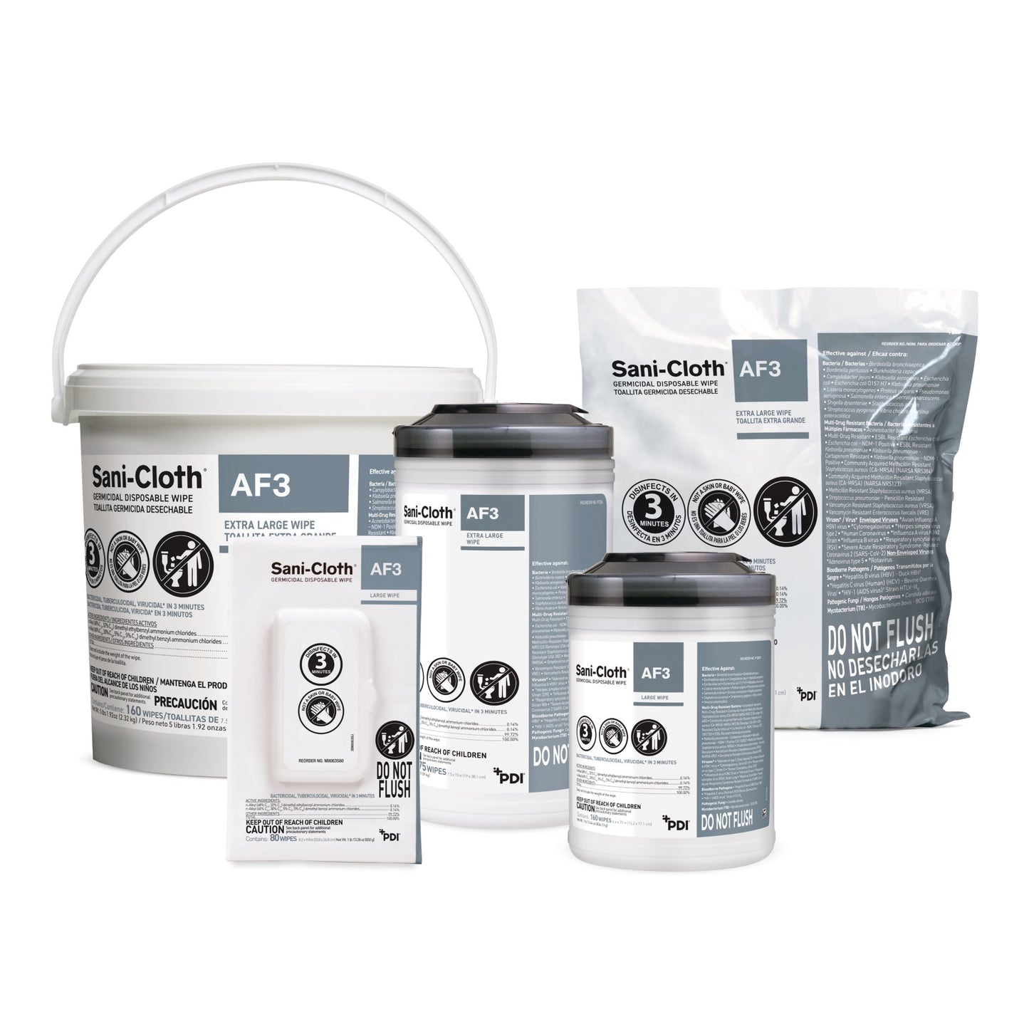 Sani-Cloth® AF3 Germicidal Extra Large Disinfectant Wipes, Refill Bag, 160 ct.