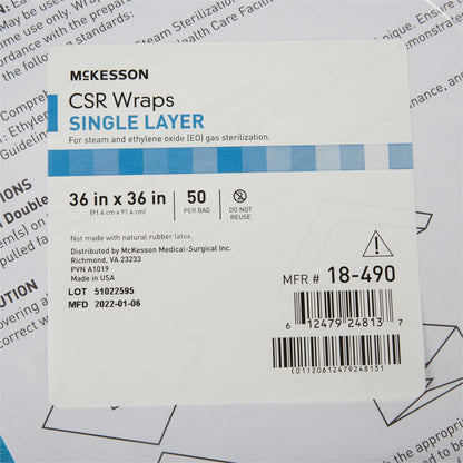 McKesson Single Layer Sterilization Wrap, 36 x 36 Inch