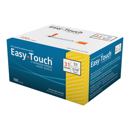MHC Medical 831165 EasyTouch Standard Insulin Syringe with Needle, 31 Gauge, 5/16 Inch