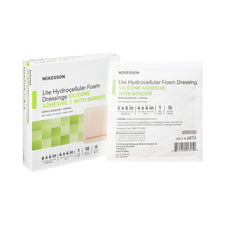 McKesson Lite Hydrocellular Foam Dressings w/ Border & Silicone Adhesive, 6 x 6