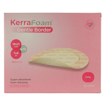 KerraFoam™ Gentle Border Silicone Foam Dressing, 7 x 8 Inch Oval