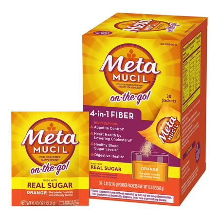 Procter & Gamble 37000002304 Metamucil Psyllium Fiber Supplement On-the-Go! Orange
