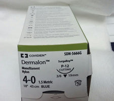 Nonabsorbable Suture with Needle Dermalon™ Nylon P-12 3/8 Circle Precision Reverse Cutting Needle Size 4-0 Monofilament