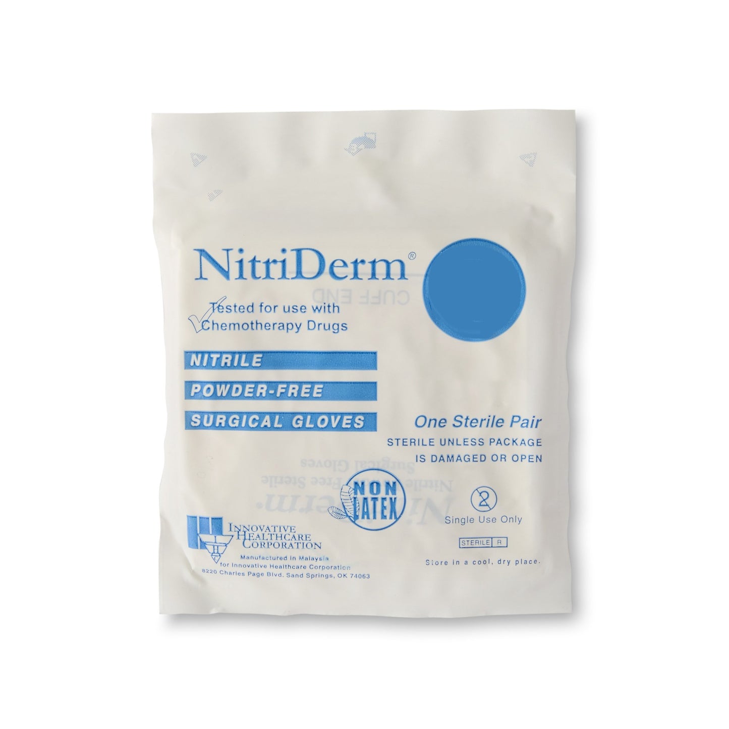Surgical Glove NitriDerm® Size 6 Sterile Nitrile Standard Cuff Length Fully Textured White Chemo Tested