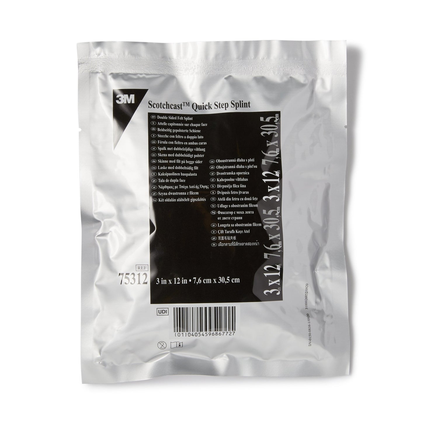 3M™ Scotchcast™ Quick Step Double Sided Felt Padded Splint, 3 x 12 Inch