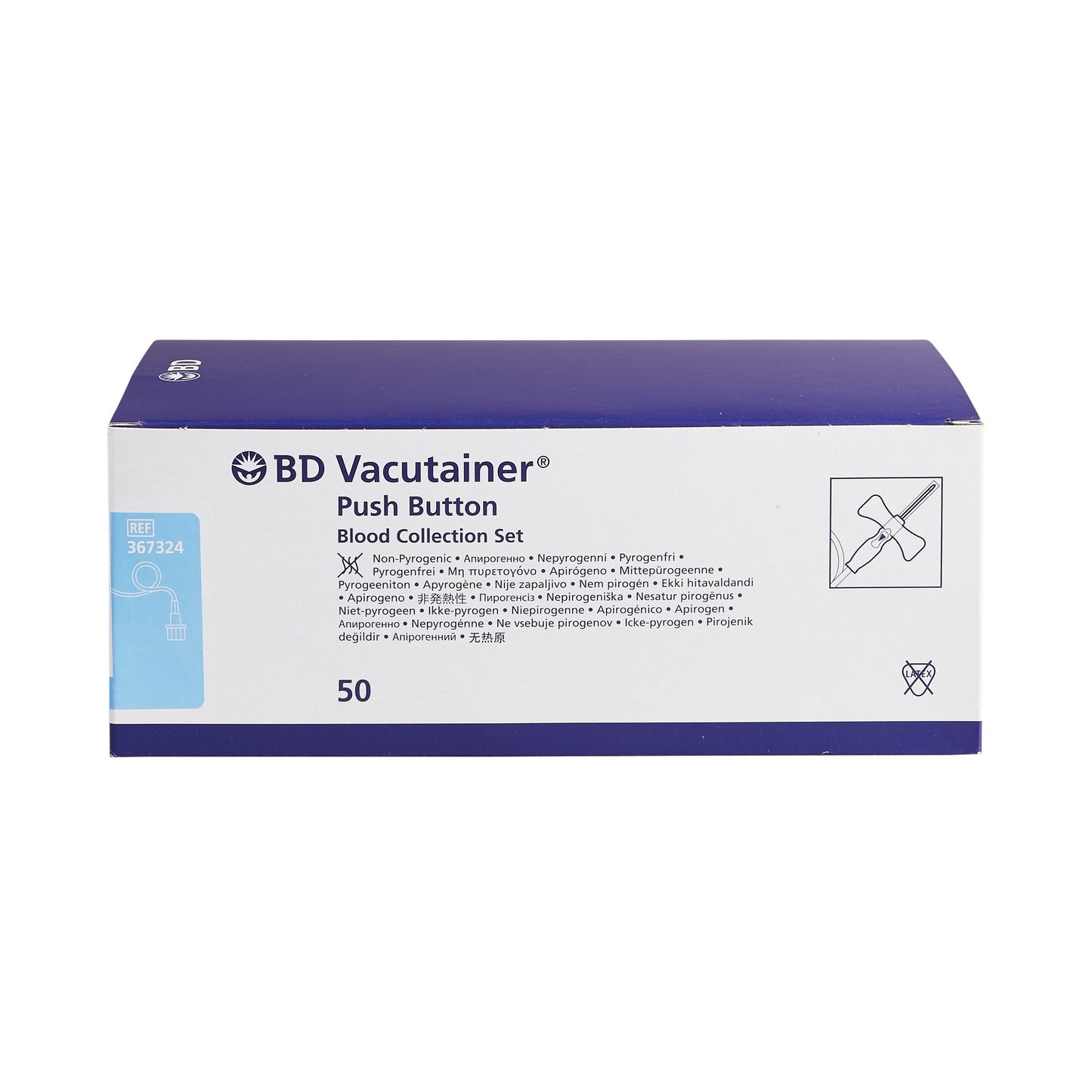 BD Vacutainer® 367324 Push Button Blood Collection Set 23 Gauge 3/4 Inch Needle Length Safety Needle 12 Inch Tubing Sterile