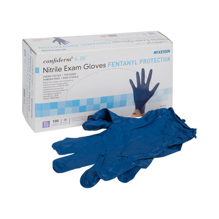 McKesson 14-6N68C Confiderm 6.8C Nitrile Exam Glove, Extra Large, Blue