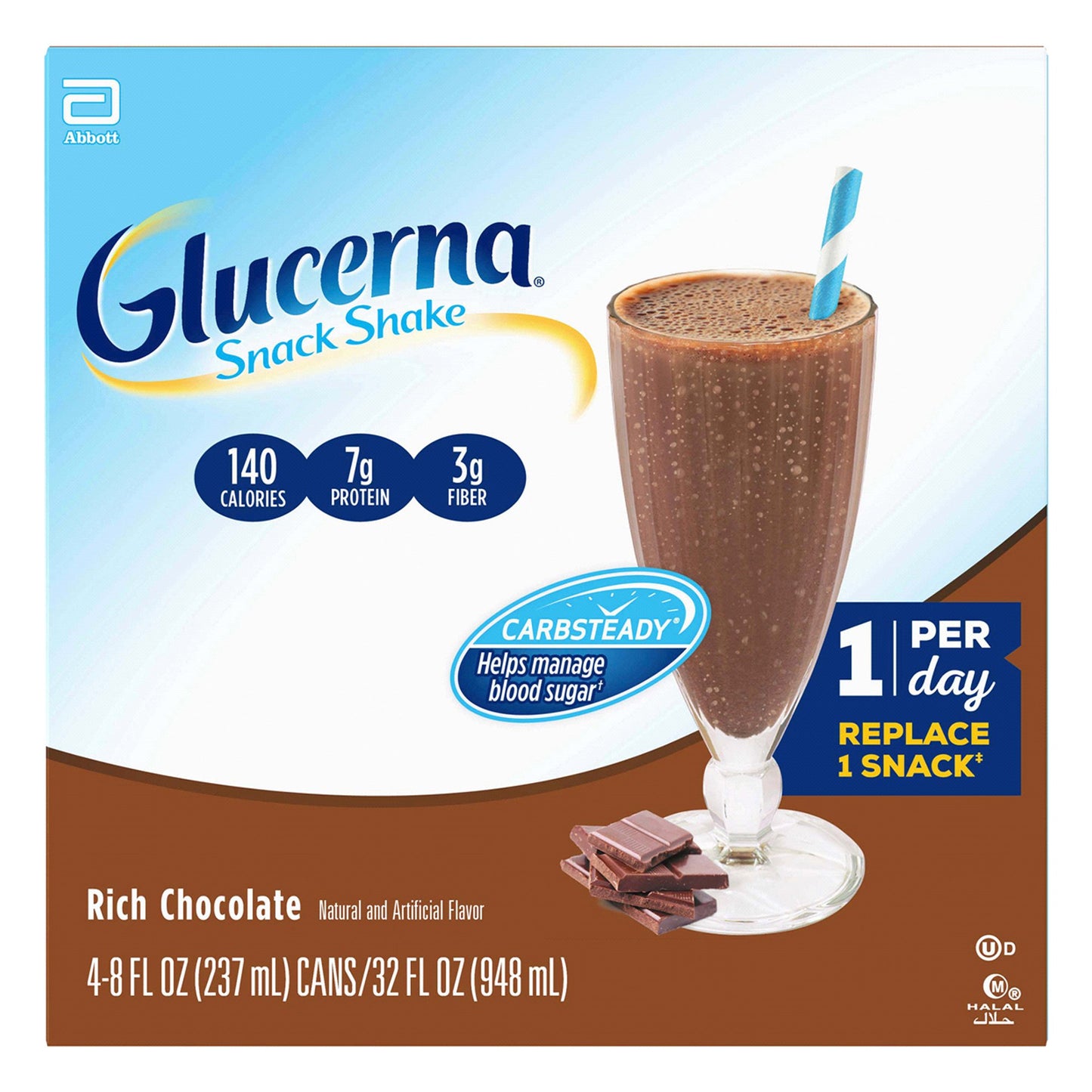 Glucerna® Original Shake, Chocolate Flavor, 8-ounce bottle
