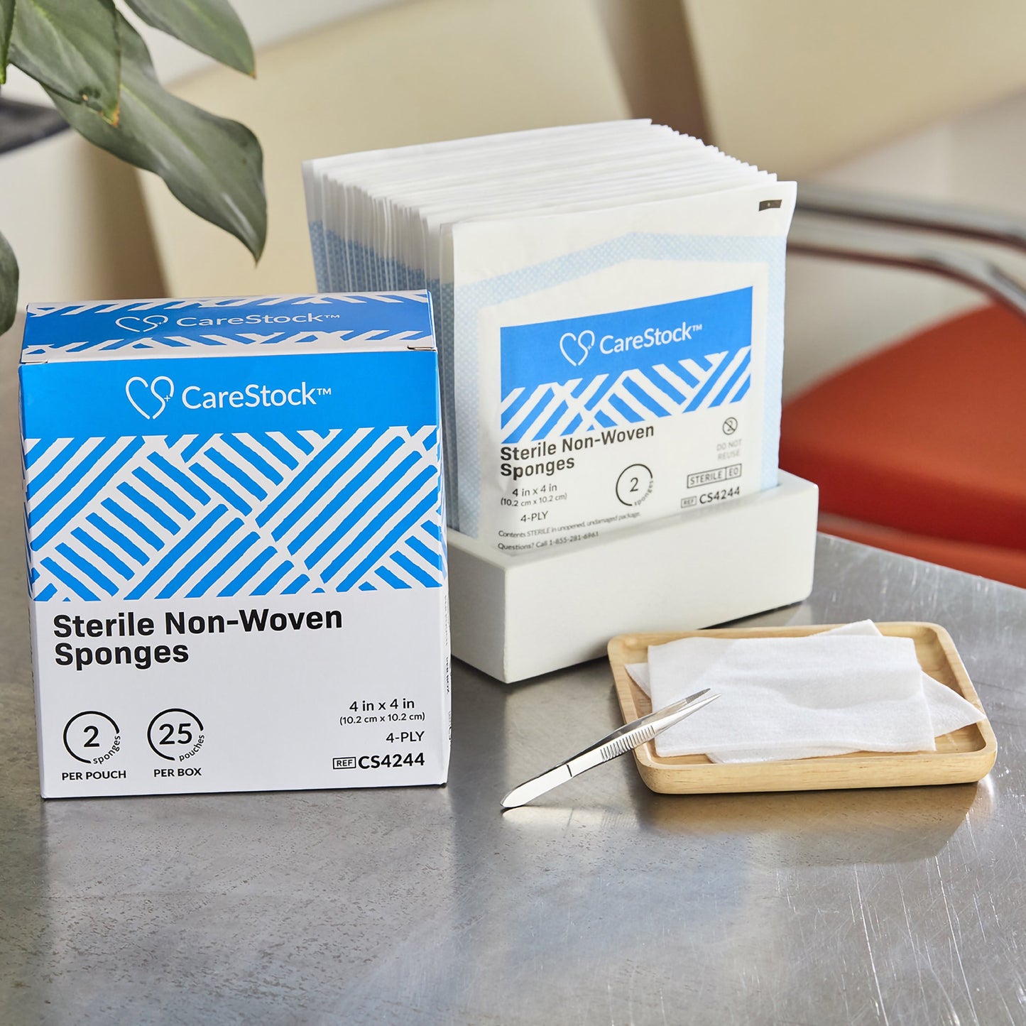 CareStock™ Sterile Nonwoven Sponge, 4 x 4 Inch, 4-Ply