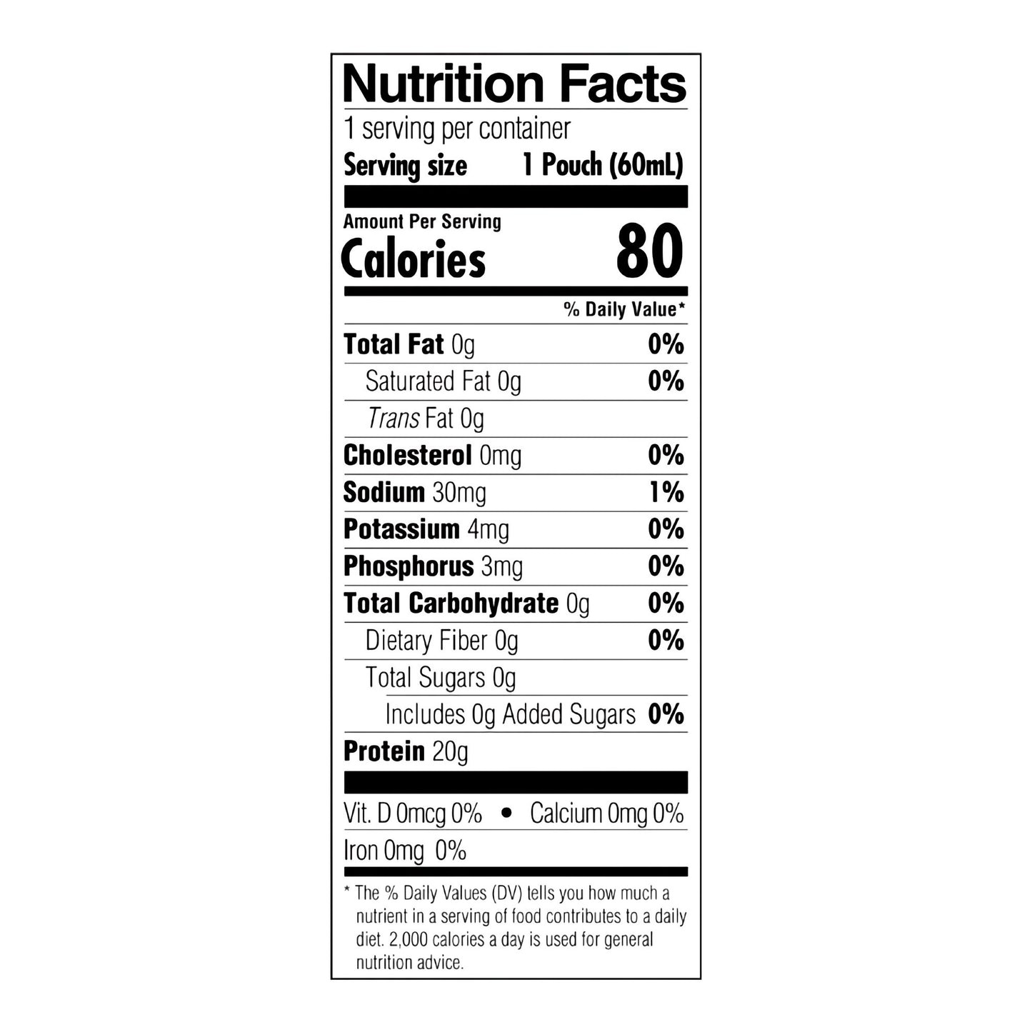 Tube Feeding Formula ProSource® TF20 Unflavored Liquid 60 mL Pouch