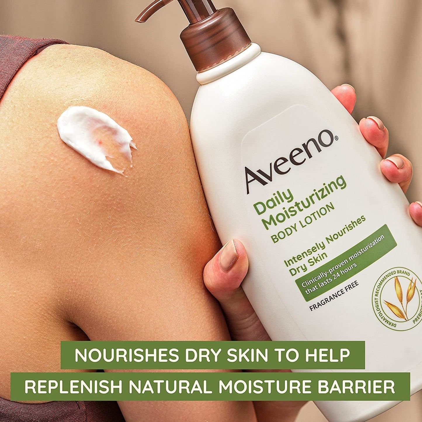 Hand and Body Moisturizer Aveeno® Daily Moisturizing 18 oz. Pump Bottle Unscented Lotion