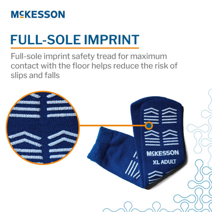 Slipper Socks McKesson Unisex Adult X-Large Double Tread Single Patient Use Royal Blue