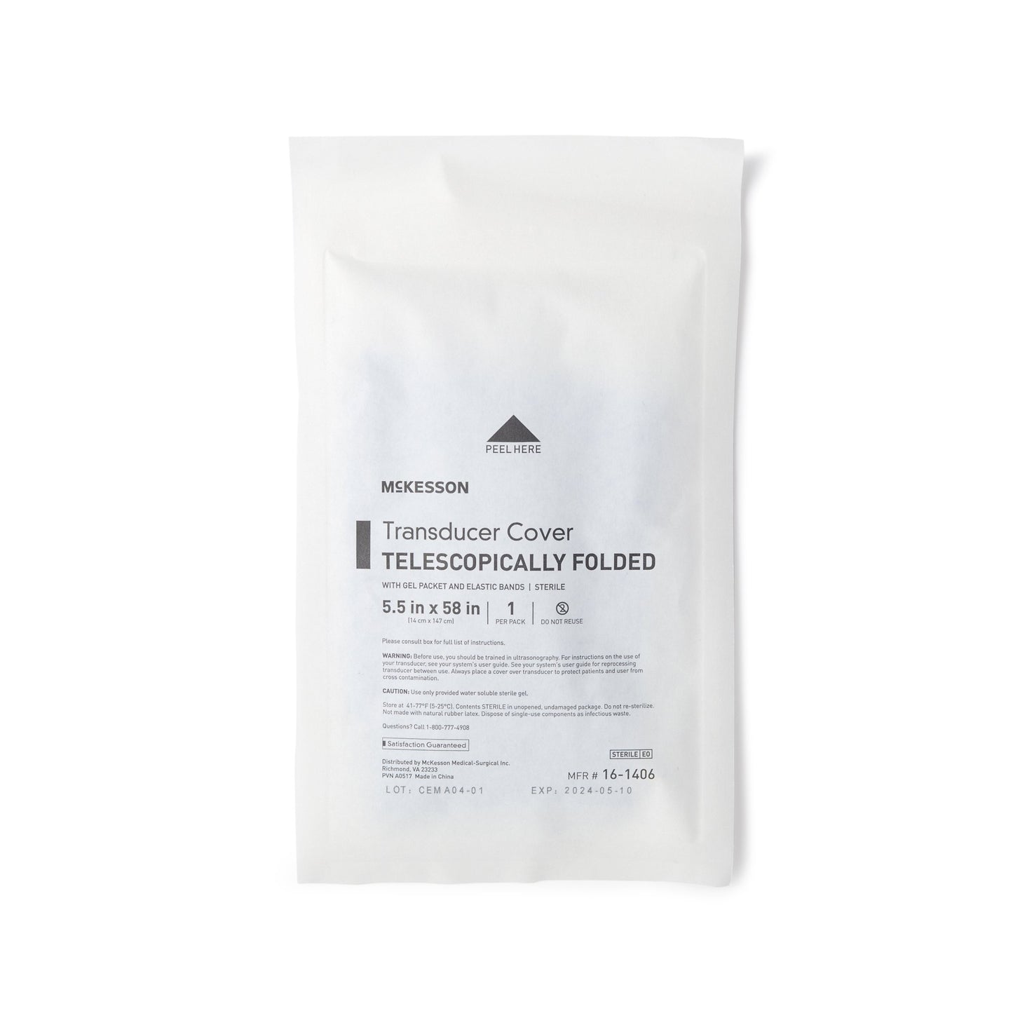 McKesson Telescopically Folded Transducer Cover, 5.5 x 58 Inch