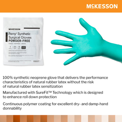 McKesson Perry® Performance Plus Polychloroprene Surgical Glove, Size 7.5, Green