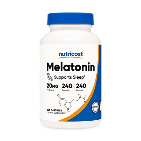 Nutricost NTC510101 Dietary Supplement Melatonin 20 mg Strength Capsule 240 Per Bottle