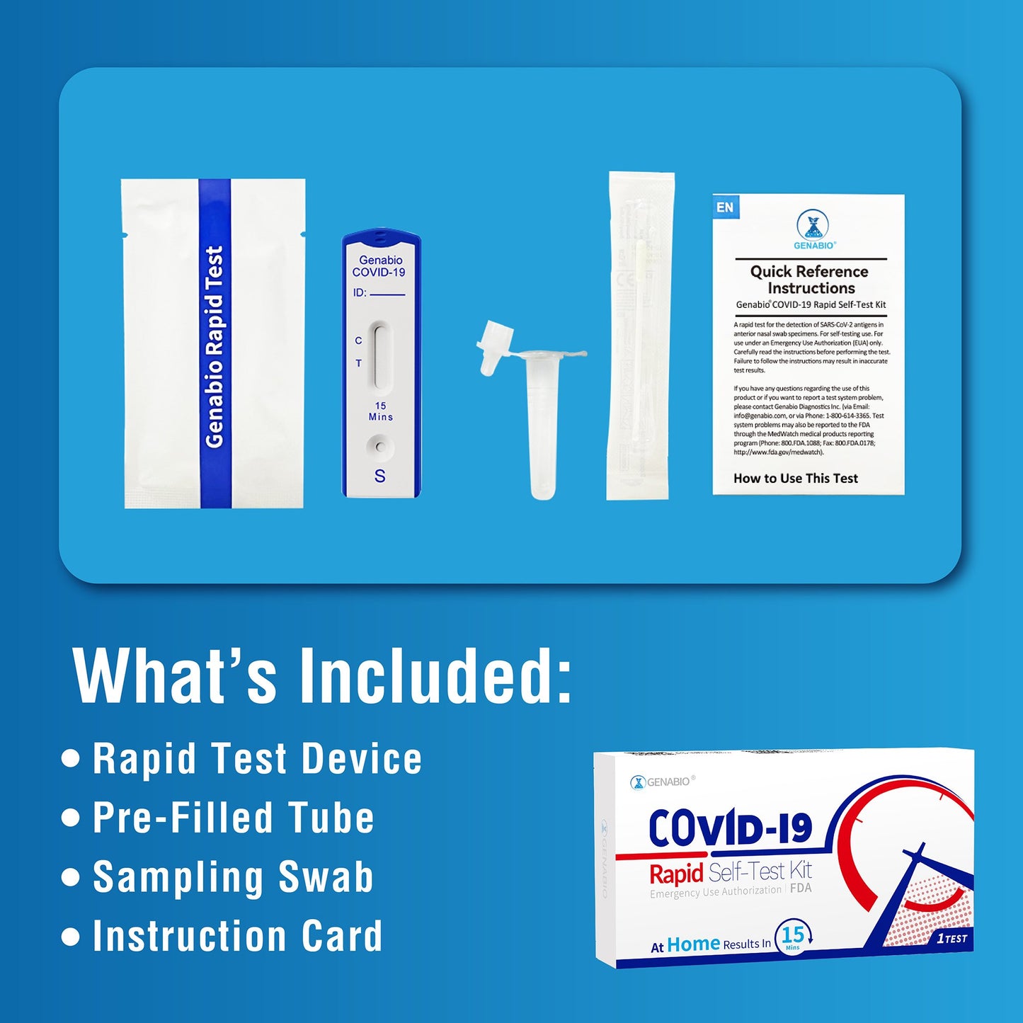 Genabio® COVID-19 at Home Rapid Self-Test Kit, Two Tests per Pack