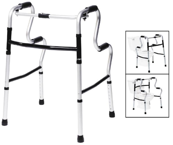 Lumex® UpRise Single Release Folding Walker, 32 - 39 in., Onyx, 400 lbs. Capacity, Aluminum