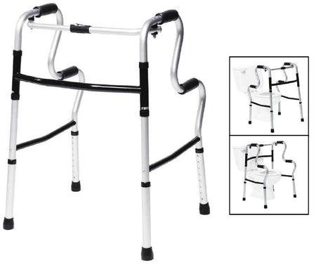 Lumex® UpRise Single Release Folding Walker, 32 - 39 in., Onyx, 400 lbs. Capacity, Aluminum