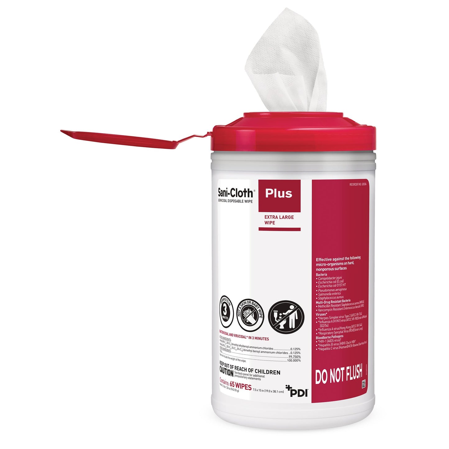 Sani-Cloth Plus Germicidal Wipe Disinfectant Cleaner, 7.5 x 15 Inch