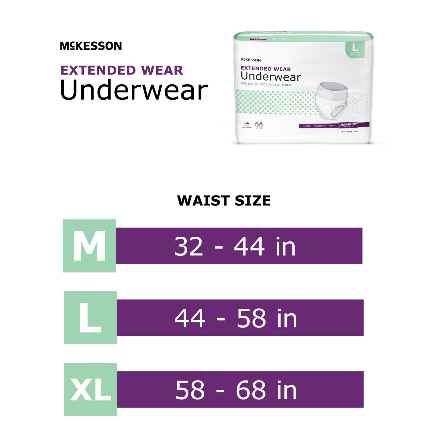 McKesson Extended Wear Maximum Absorbency Underwear, Large