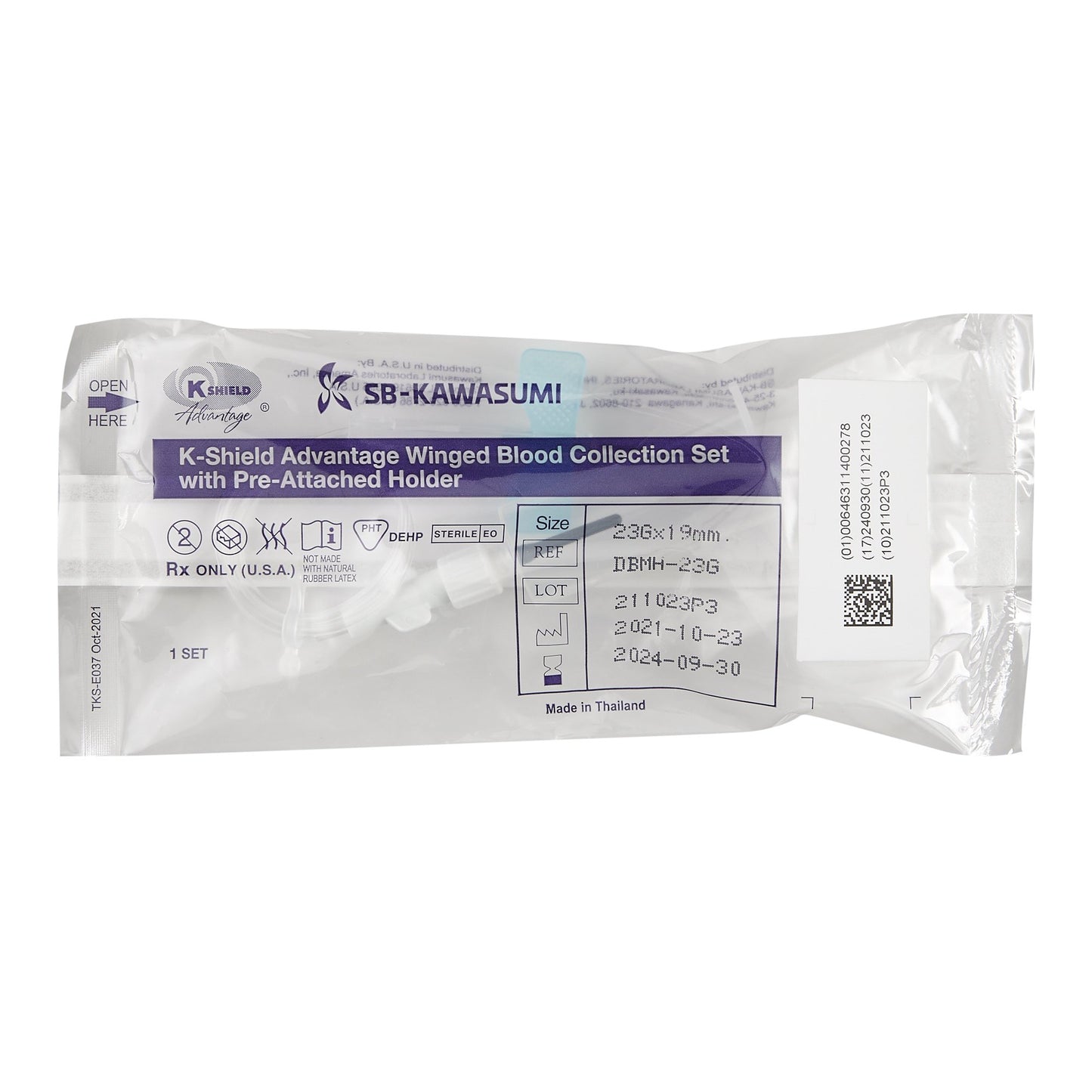 K-Shield® Advantage Blood Collection Set with Holder 23 Gauge 3/4 Inch Needle Length Safety Needle 12 Inch Tubing Sterile