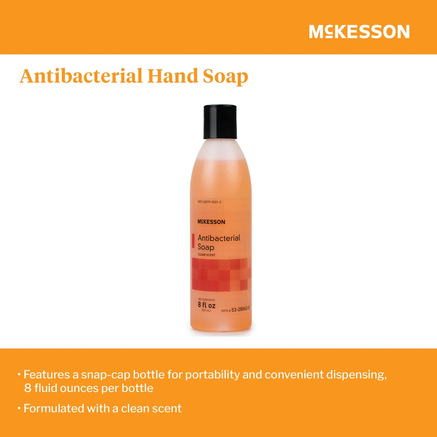 McKesson Clean Scent Antibacterial Soap, 8-ounce bottle