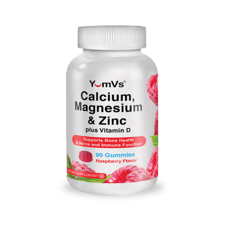 Geri-Care 9114-09-YMV YumVs Calcium, Magnesium & Zinc plus Vitamin D, Raspberry-Flavor Gummies