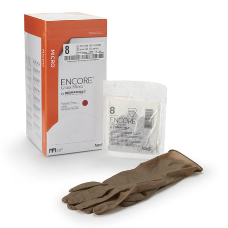Ansell 5787005 Encore Latex Micro Surgical Glove, Size 8, Brown