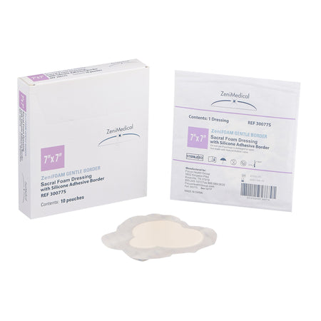 Focus Health Group 30077-S Zenifoam Gentle Border Foam Dressing, 7 x 7 Inch