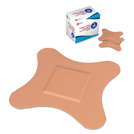 Dynarex 3620 4-Wing Tan Adhesive Strip, 3 x 3 inch